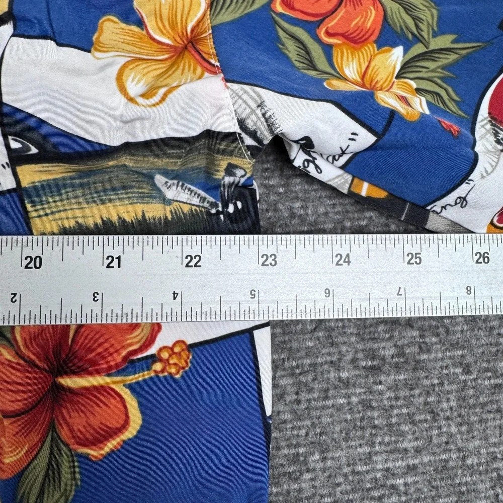 Vintage Ferruche Hawaiian Shirt Men's L Button Short Sleeve Floral Fighter Jet - Picture 6 of 7